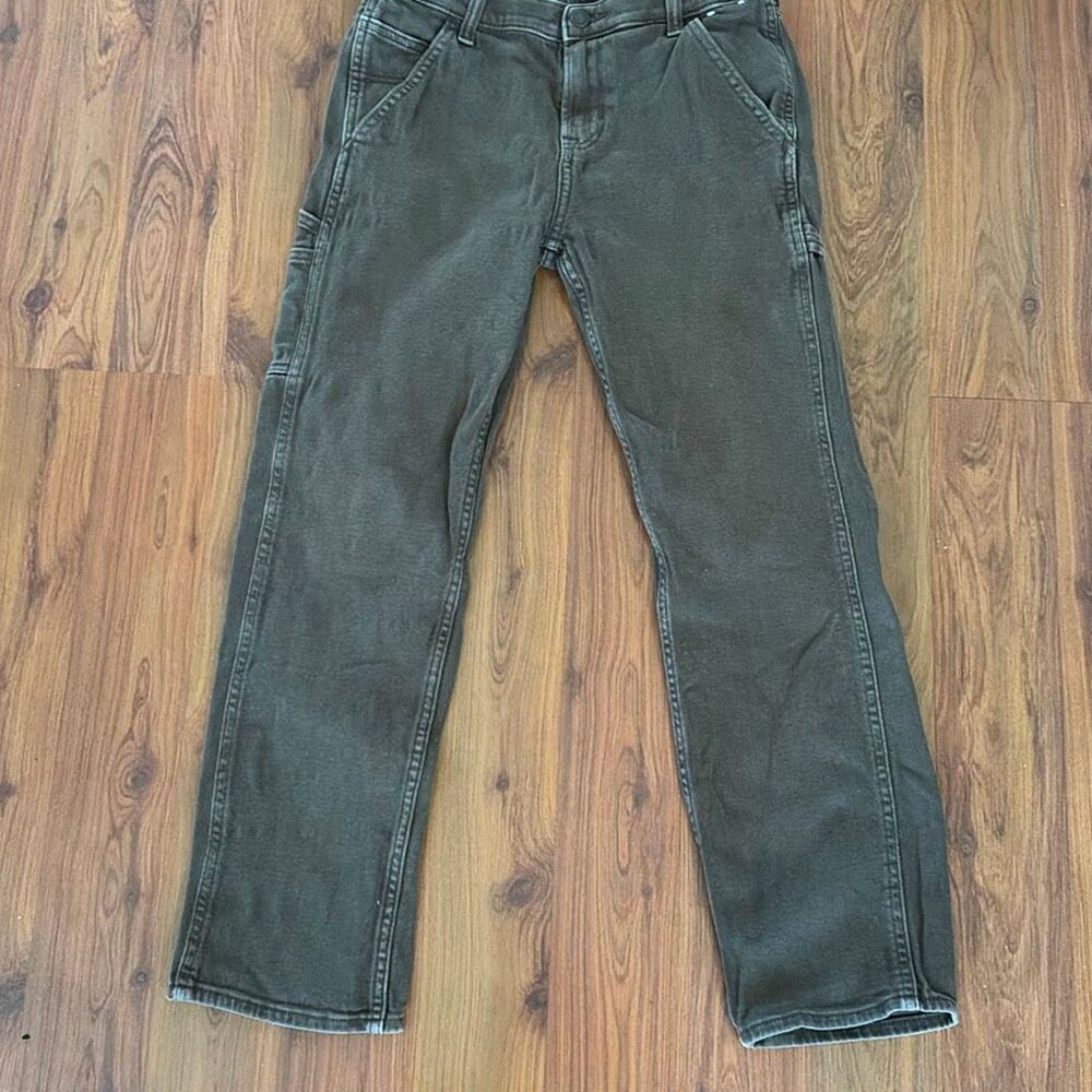 Abercrombie Kids brown cargo jeans size 13/14 regular elastic inside waist